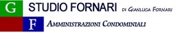 Logo di Studio Fornari, Amministrazioni Condominiali, con iniziali G e F su fondo colorato.