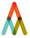 Colorful overlapping "A" shaped logo with red, orange, teal, and green segments on white background.