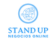 Logo con globo terráqueo y texto: "Stand Up, Negocios Online".
