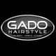 Logo von GADO Hairstyle mit Text "Global Urban Styles" auf schwarzem Hintergrund.
