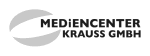 Logo von Mediencenter Krauss GmbH in Schwarz-Weiß mit Symbol links und Text rechts.