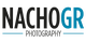 Texto: "NACHOGR PHOTOGRAPHY" en negro y azul con guiones debajo.