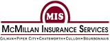 MIS logo for McMillan Insurance Services with city names displayed below.