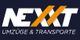 Logo von "Nexxt Umzüge & Transporte" auf dunkelblauem Hintergrund.
