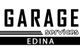 "Garage Services Edina logo with bold black and white text and decorative lines."