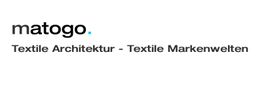 Logo mit Text: "matogo. Textile Architektur - Textile Markenwelten".