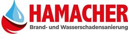 Logo von Hamacher Brand- und Wasserschadensanierung mit Wasser- und Feuersymbol.