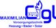 Logo mit Text: "MAXIMILIAN Gigl, Versorgungstechnik, Heizung, Bäder, Solar" in Blau.