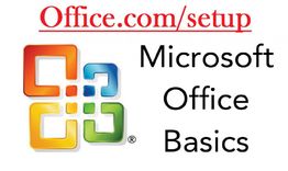 Microsoft Office logo with "Office.com/setup" and "Microsoft Office Basics" text.