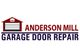 Logo for Anderson Mill Garage Door Repair with a garage icon on the left.
