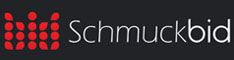 Logo mit roten Punkten und dem Wort "Schmuckbid" in weiß auf schwarzem Hintergrund.