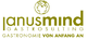Logo von Janusmind Gastrosulting: "Gastronomie von Anfang an" in grüner Schrift.