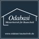 Logo mit Haus-Symbol, Text: "Odabasi Meisterbetrieb für Bautechnik", Webseite darunter.