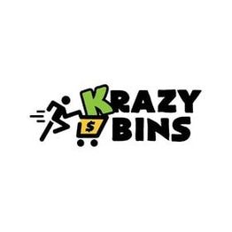 Krazy Bins logo with a running figure pushing a shopping cart with a dollar sign.