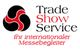 Logo mit stilisiertem Kreis, Text: "Trade Show Service - Ihr internationaler Messebegleiter".