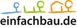 Logo mit stilisierten Bäumen und Haus in Blau, Grün, Orange. Schrift: "einfachbau.de".