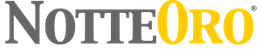 Logo con la scritta "NOTTE ORO" in grigio e oro.