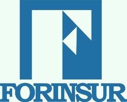 Logotipo azul de FORINSUR con formas geométricas.