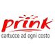 Logo rosso "prink" con slogan "cartucce ad ogni costo" su sfondo bianco.