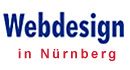 Text "Webdesign in Nürnberg" in blauen und roten Buchstaben auf weißem Hintergrund.