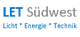 Logo mit Text: "LET Südwest - Licht * Energie * Technik".