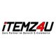 Logo von "ITEMZ4U" mit Slogan "Dein Partner im Bereich E-Commerce", schwarze und rote Schrift.