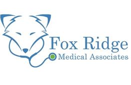 Logo for Fox Ridge Medical Associates featuring a fox face and stethoscope in blue.