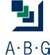 Logo mit ineinandergreifenden Quadraten in Blau und Grün. Darunter Buchstaben A, B, G.