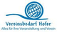 Logo von Vereinsbedarf Hofer mit Weltkugel und Schriftzug: "Alles für Ihre Veranstaltung und Verein".