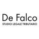 Logo con testo: "De Falco, Studio Legale Tributario". Sfondo bianco, carattere nero.