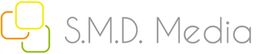 Logo von S.M.D. Media mit mehrfarbigen, ineinander übergehenden Quadraten links.