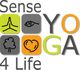 Logo mit Text "Sense YOGA 4 Life" und Symbolen für Meditation, Auge, Baum und Herz.