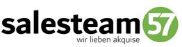 Logo: "salesteam57", Slogan: "wir lieben akquise", "57" in grünem Kreis.