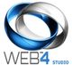 Logo von "WEB4 STUDIO" mit zwei ineinander verschlungenen ovalen Ringen in Blau und Grau.