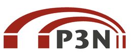 Logo mit der Aufschrift "P3N" und roten gebogenen Linien darüber.