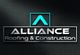 Logo with text 'Alliance Roofing & Construction' in metallic letters on a dark background.