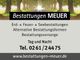 "Anzeige für Bestattungen MEUER, bietet Erd-, Feuer- und Seebestattungen. Kontakt: 0261/24475."