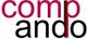 Logo mit dem Wort "compando", wobei das "p" teilweise in schwarz für "ando" integriert ist.