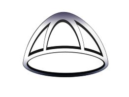 Grafik eines abstrakten, gewölbten Doms auf weißem Hintergrund.