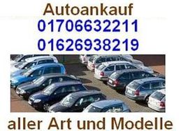 Autoankauf Werbung: Bild von geparkten Autos, Telefonnummern und Text "aller Art und Modelle".