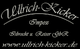 Schwarze Grafik mit weißem Text: "Ullrich-Kicker, Import, Tische und Zubehör, www.ullrich-kicker.de".