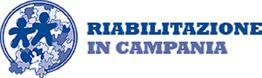 Logo con figure umane e testo "Riabilitazione in Campania" in blu.