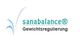 Logo mit Text "Sanabalance® Gewichtsregulierung" und einer blauen stilisierten Pflanze.