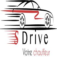 Logo "S Drive" avec voiture stylisée et texte "Votre chauffeur".