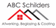 ABC Schilders logo met drie daken en tekst: Afwerking, Beglazing & Coating.