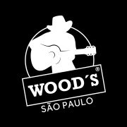Logotipo da Wood's São Paulo com silhueta de músico e guitarra, em preto e branco.