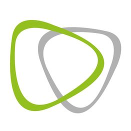 Zwei überlappende Dreiecksformen: eine grün und die andere grau.