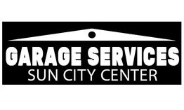 "Garage Services Sun City Center logo with a garage door icon above the text."