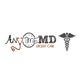 Logo for Anytime MD Urgent Care with stethoscope and caduceus symbol.