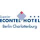Econtel Hotel Berlin Charlottenburg Logo mit grauem Diamanten und blauer Schrift.